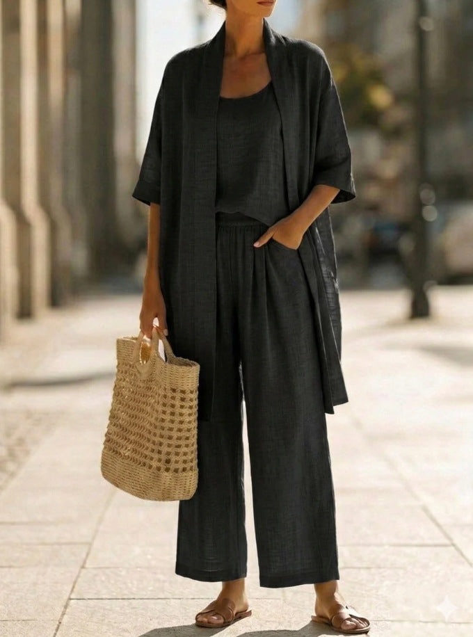 Ulla Women's Wide Leg Cardigan - fabric and finish detail