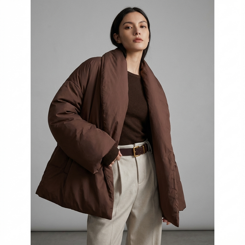 Doudoune pour femmes Mira | Col châle kimono, ceinture à nouer