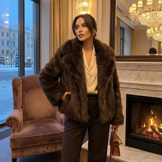 Veste en fausse fourrure pour femmes Aria | Coupe oversize, large col