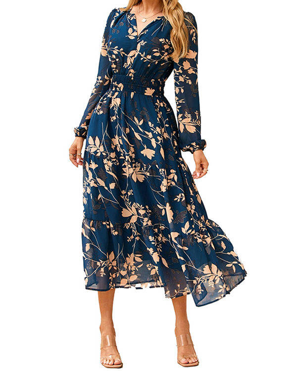 Tilda Women's Floral Maxi Dress | Boho, Empire Waist, V-neck