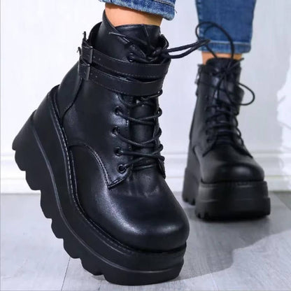 Clara Women's Platform Combat Boots - front view