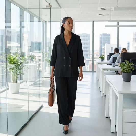 Conjunto de traje para mujer Celeste | Chaqueta de doble botonadura, Pantalones con cordón