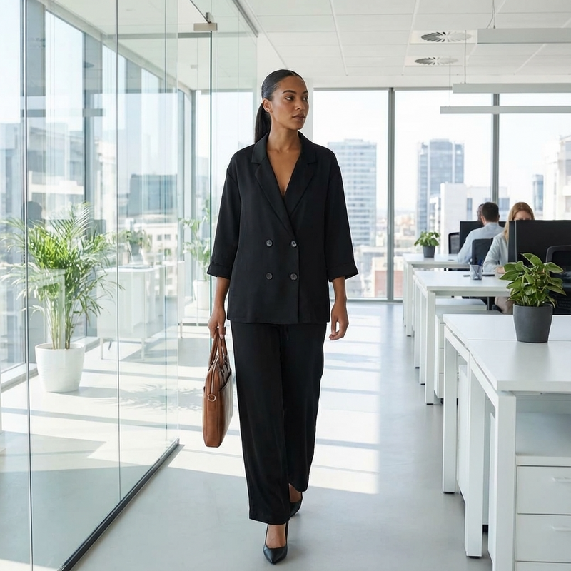 Conjunto de traje para mujer Celeste | Chaqueta de doble botonadura, Pantalones con cordón