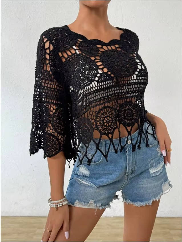 Beatrix Women's Crochet Cover-up - close-up detail