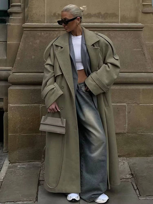 Ines Women's Oversized Trench Coat - styled view