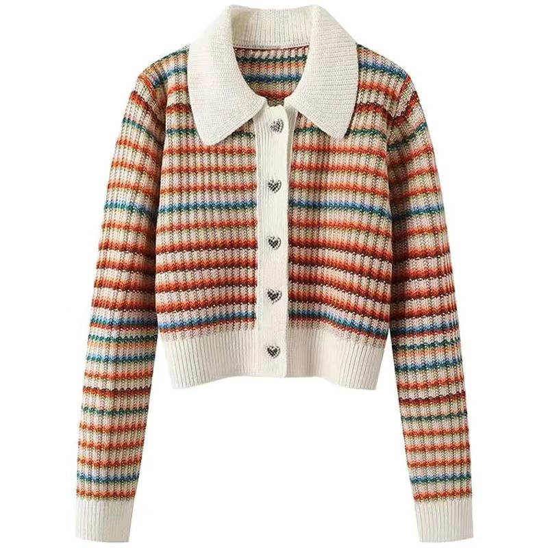 Tilda Women's Striped Cardigan - close-up detail