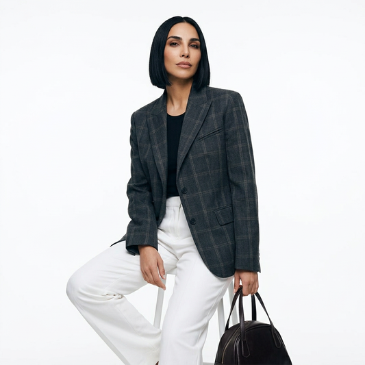 Blazer Oversized para Mujer Ivy | Cuadros Irregulares, Estilo Casual