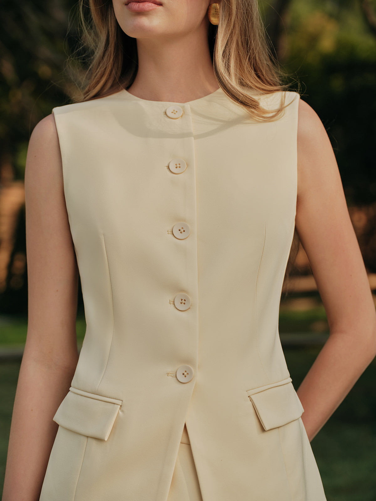Astrid Women's Vest - fabric and finish detail
