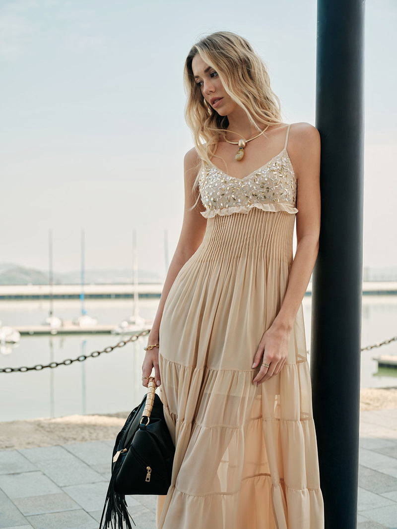 Giselle Women's Dress | Tiered, Embroidered, Chiffon