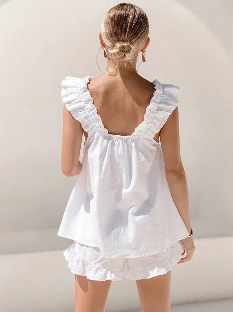 Esme Women's Ruffled Two-piece Set - close-up detail