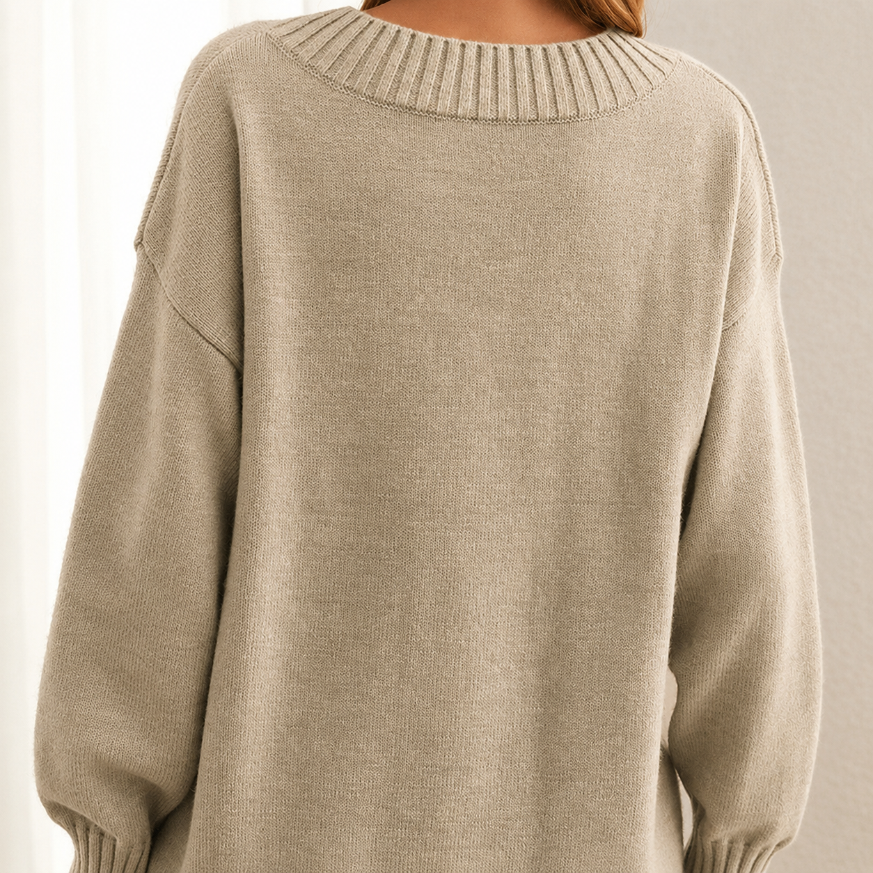 Rosa Women's Oversized Sweater - fabric and finish detail