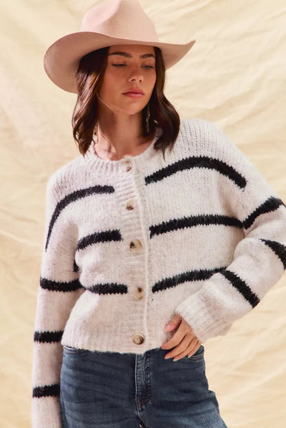 Rosa Women's Striped Cardigan - styled view
