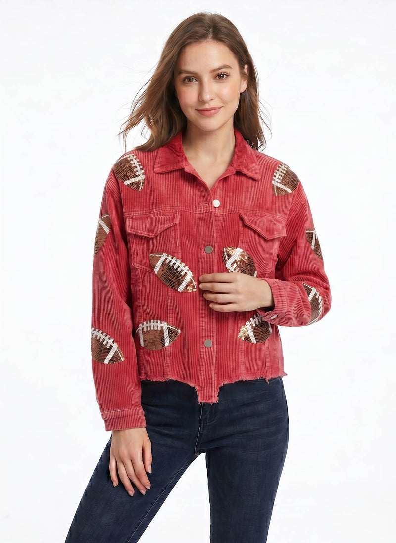 Nell Women's Oversized Jacket | Corduroy, Sequin, Button