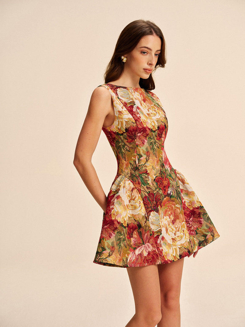 Violette Women's Floral Dress - fabric and finish detail