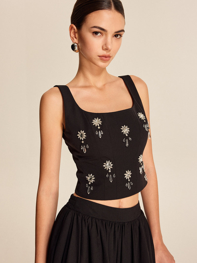 Xanthe Women's Floral Top - fabric and finish detail
