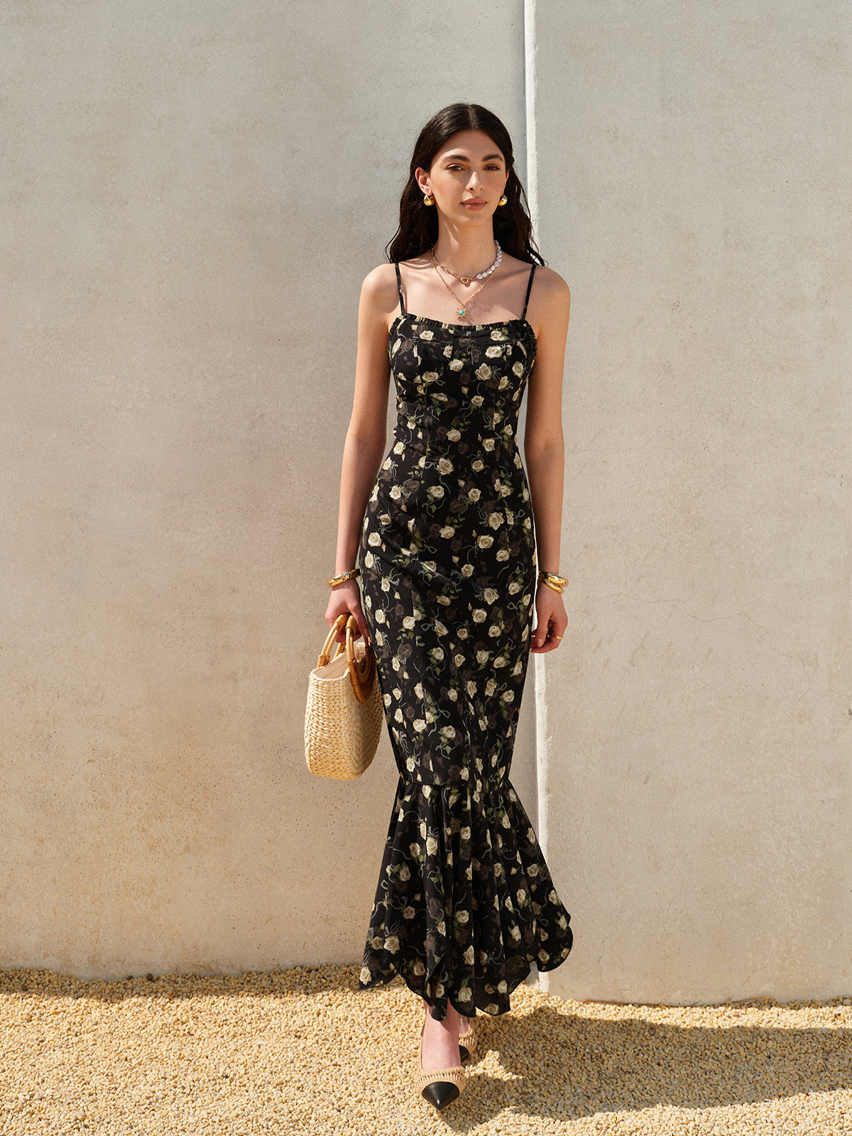 Delphine Women's Floral Dress - close-up detail