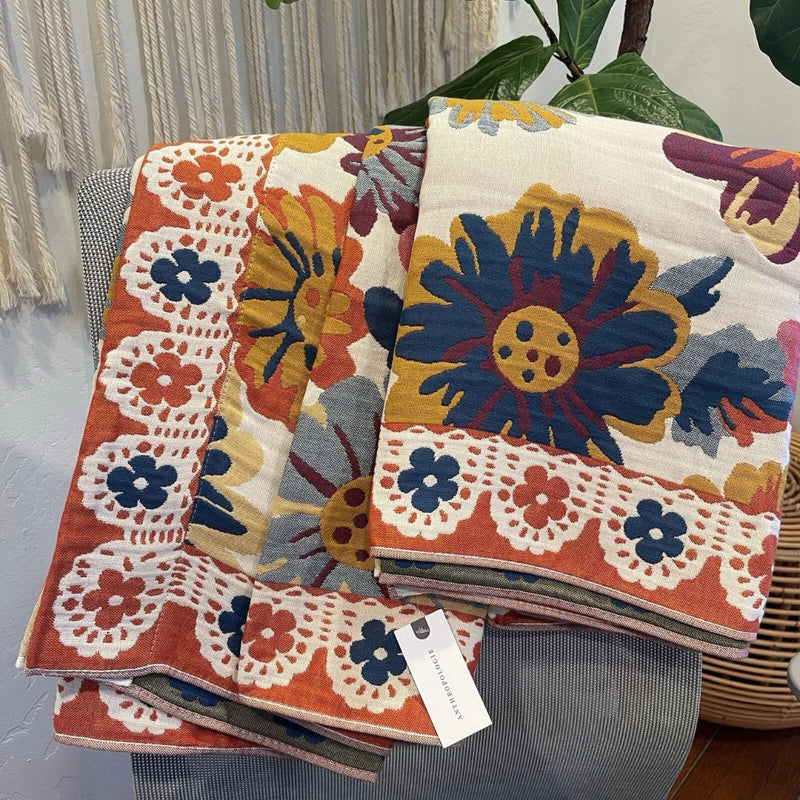 Reversible Cotton Bath Towel | Floral Print