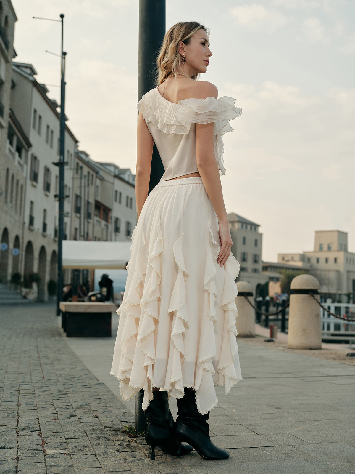 Maya Women's Ruffled Skirt - back view