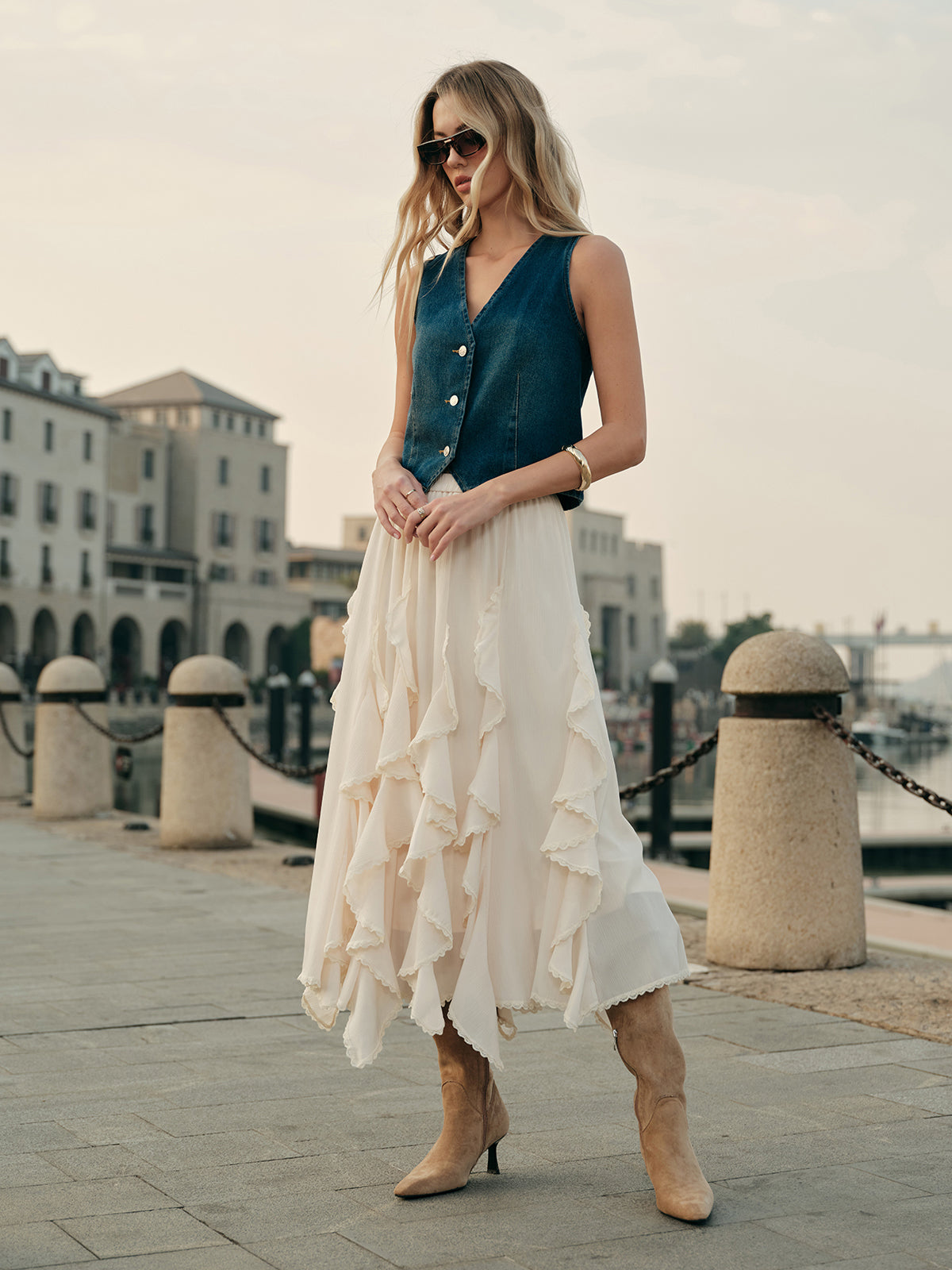 Maya Women's Ruffled Skirt - full-length view