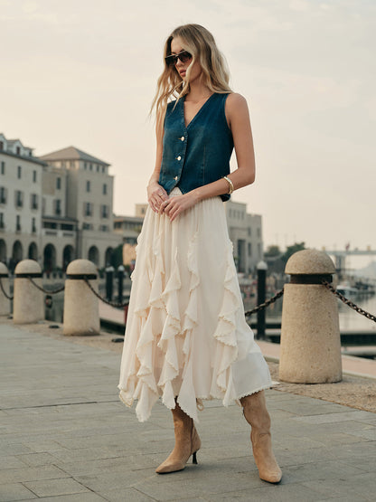 Maya Women's Ruffled Skirt - full-length view