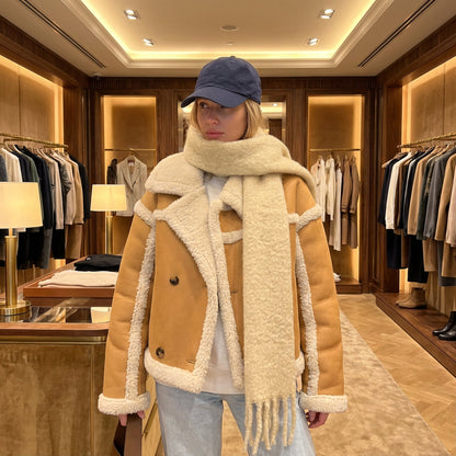 Veste en peau lainée pour femmes Vail | Texture pelucheuse teddy, chaleur confortable d'hiver