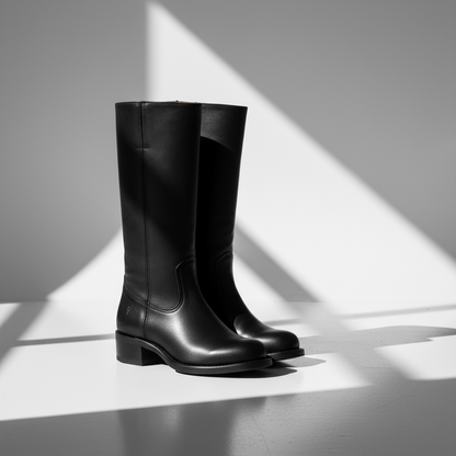 Bottes hautes pour femme Kira | Talon empilé, bout rond classique