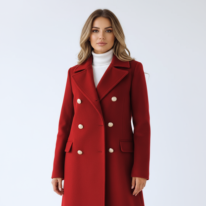 Trench-Coat Femme Renee | Croisé avec Boutons Dorés, Design Long Élégant