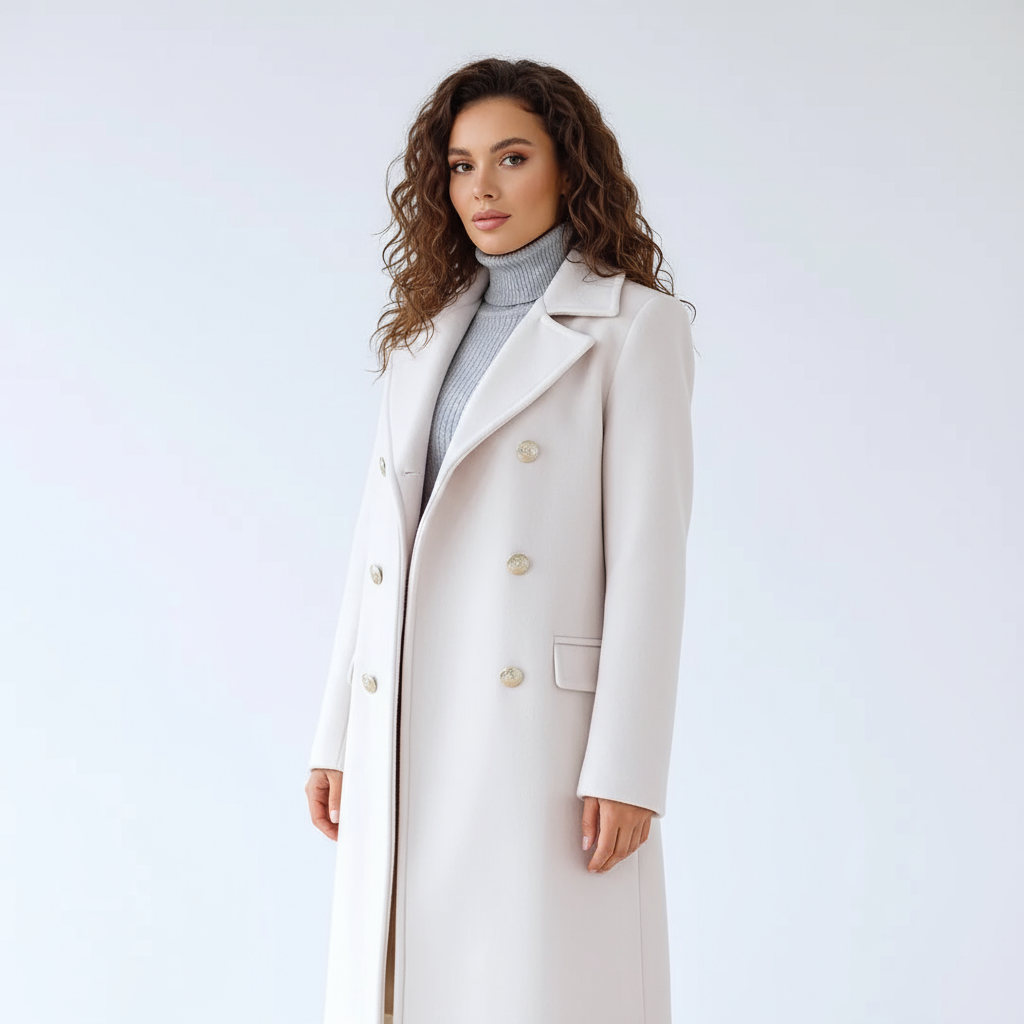 Trench-Coat Femme Renee | Croisé avec Boutons Dorés, Design Long Élégant