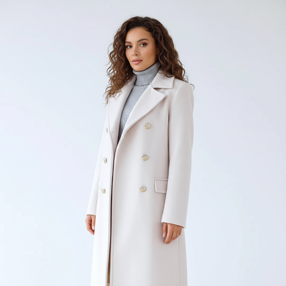 Trench-Coat Femme Renee | Croisé avec Boutons Dorés, Design Long Élégant