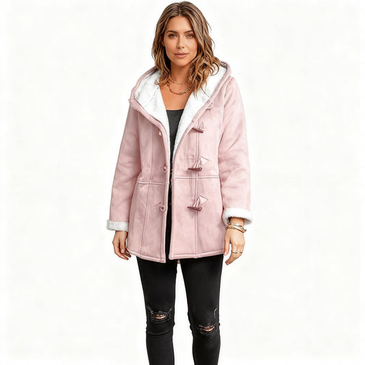 Manteau d’Hiver Femme Astra | Design Douillet à Capuche, Fermeture Classique à Brandebourgs