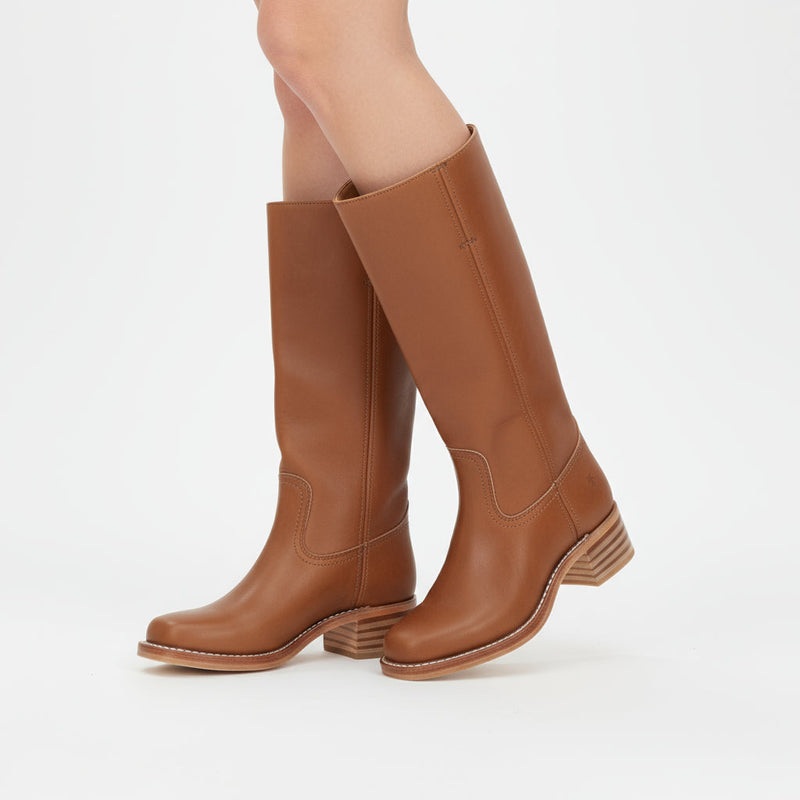 Bottes hautes pour femme Kira | Talon empilé, bout rond classique