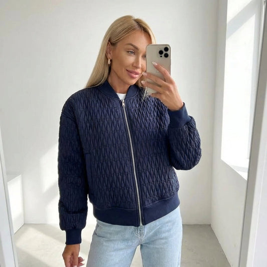 Bomber matelassé pour femmes Demi | Motif losanges, col et poignets côtelés