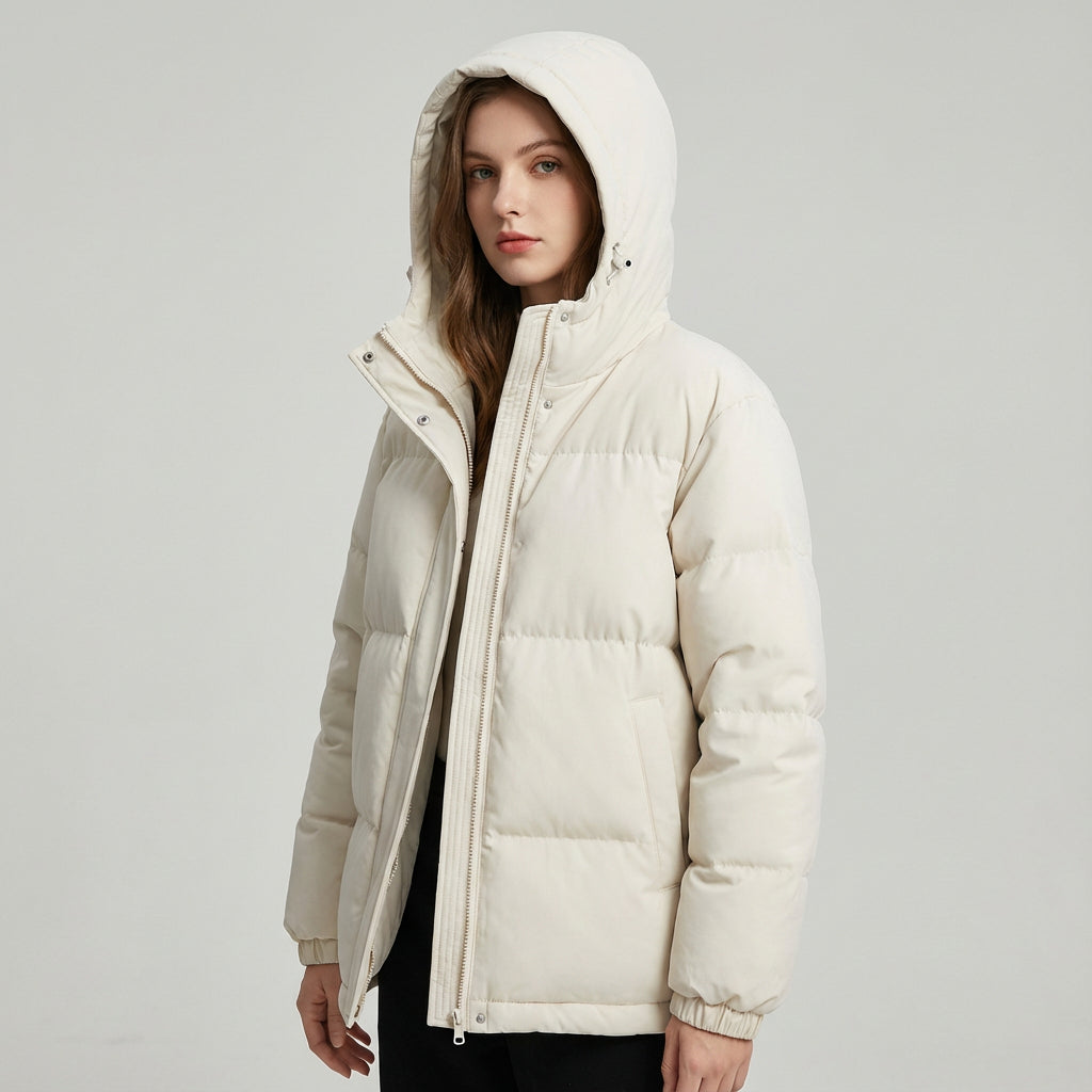 Cleo Women's Black Puffer Jacket | Insulated with Hood, Stylish Winter Jacket