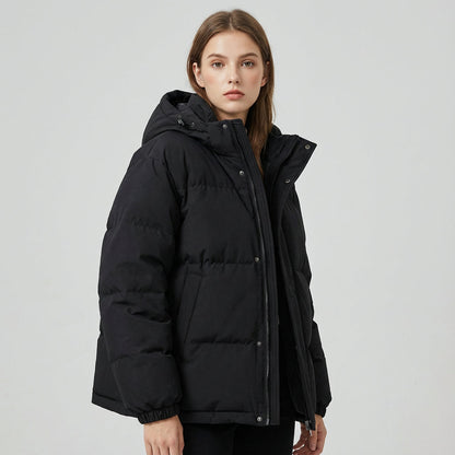 Cleo Women's Black Puffer Jacket | Insulated with Hood, Stylish Winter Jacket