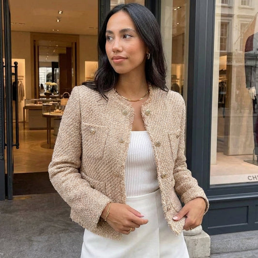 Veste Femme Rowena | Tweed Classique, Style Élégant à Boutons
