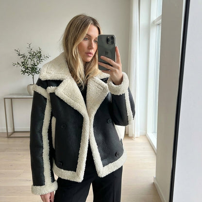 Veste en peau lainée pour femmes Vail | Texture pelucheuse teddy, chaleur confortable d'hiver