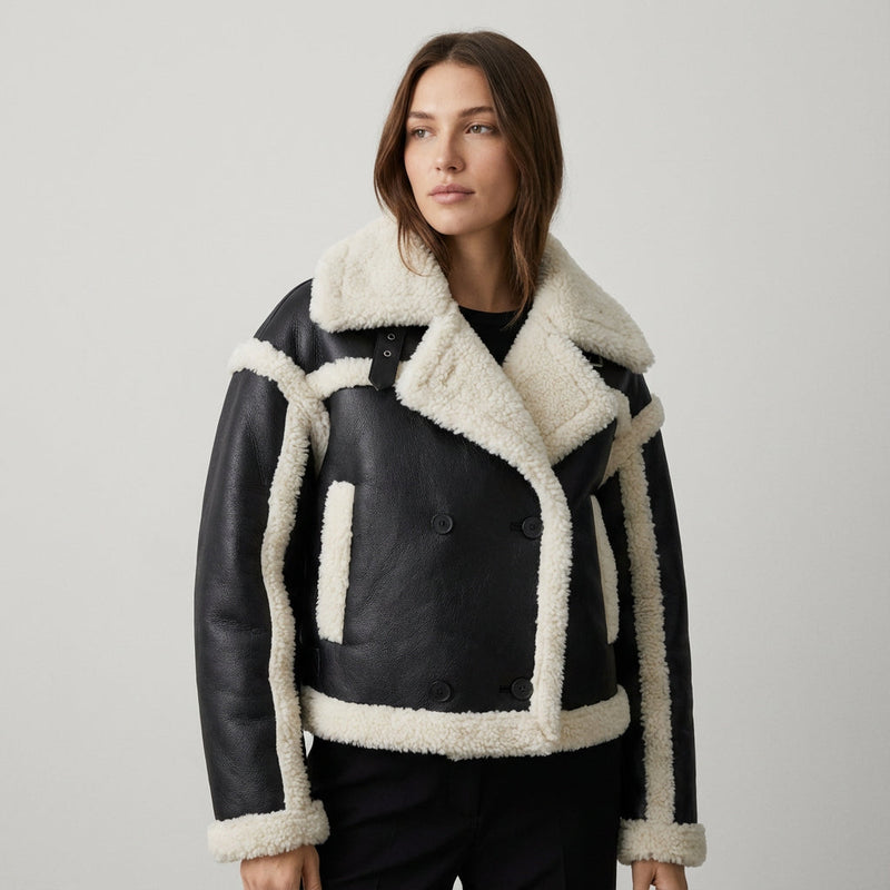 Veste en peau lainée pour femmes Vail | Texture pelucheuse teddy, chaleur confortable d'hiver