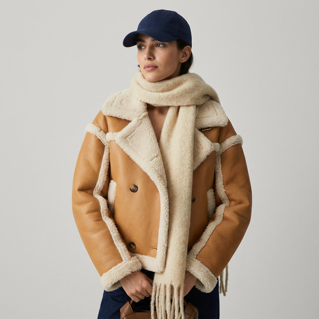 Veste en peau lainée pour femmes Vail | Texture pelucheuse teddy, chaleur confortable d'hiver