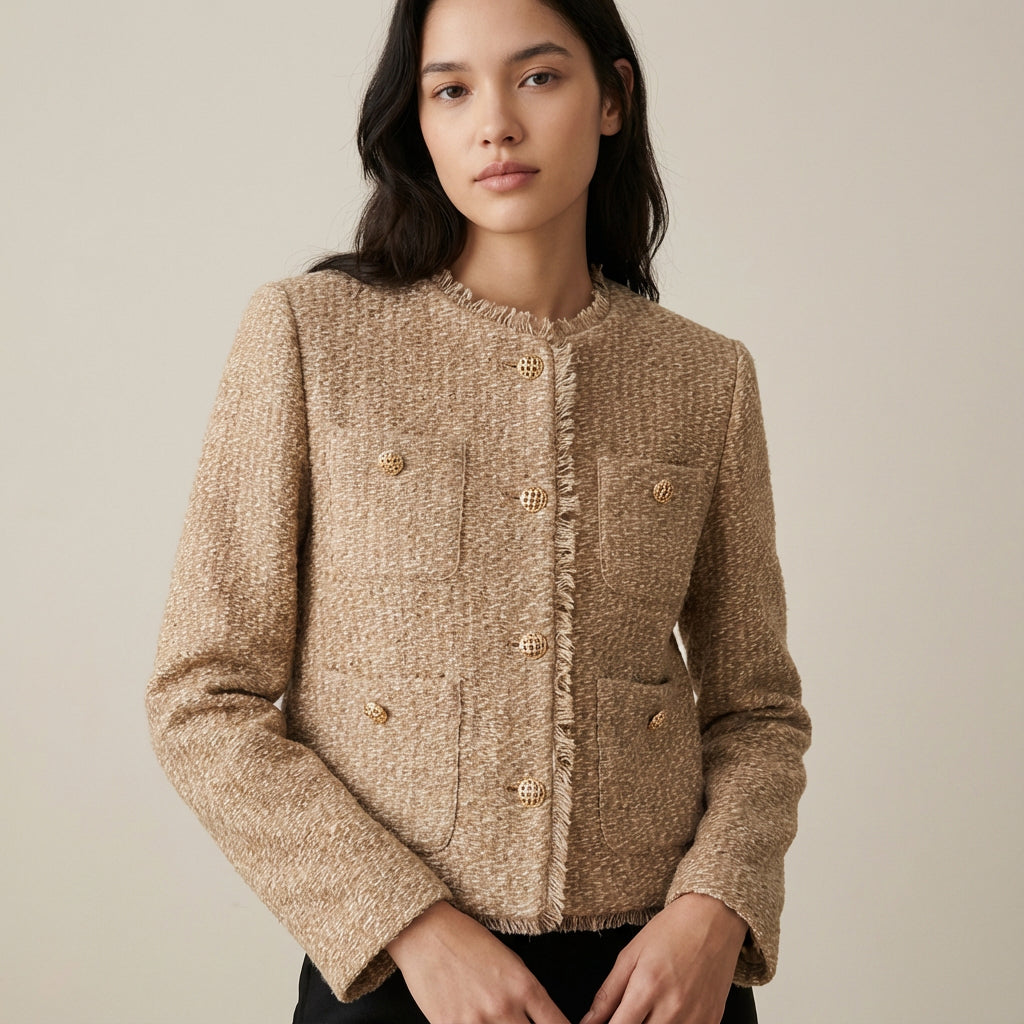 Veste Femme Rowena | Tweed Classique, Style Élégant à Boutons