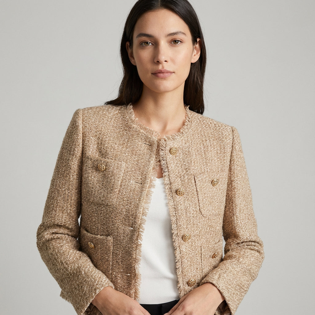 Veste Femme Rowena | Tweed Classique, Style Élégant à Boutons