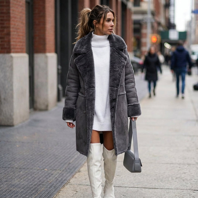 Manteau d'hiver grande taille pour femmes Kaia | Doublure en fausse fourrure pelucheuse, design élégant