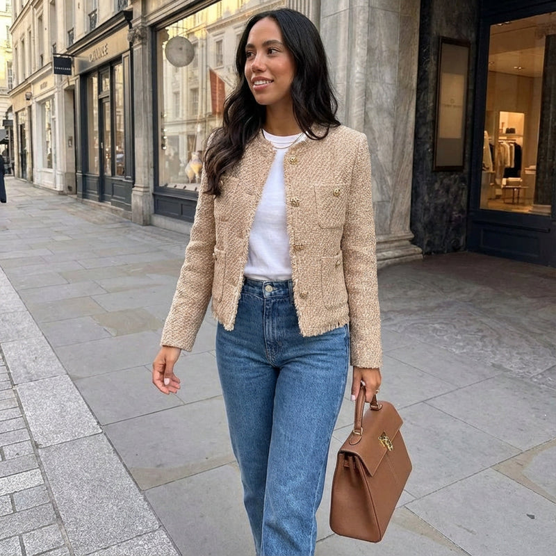 Veste Femme Rowena | Tweed Classique, Style Élégant à Boutons