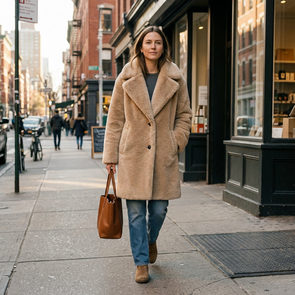 Manteau d'hiver pour femmes Olivia | Douce fausse fourrure, coupe oversize