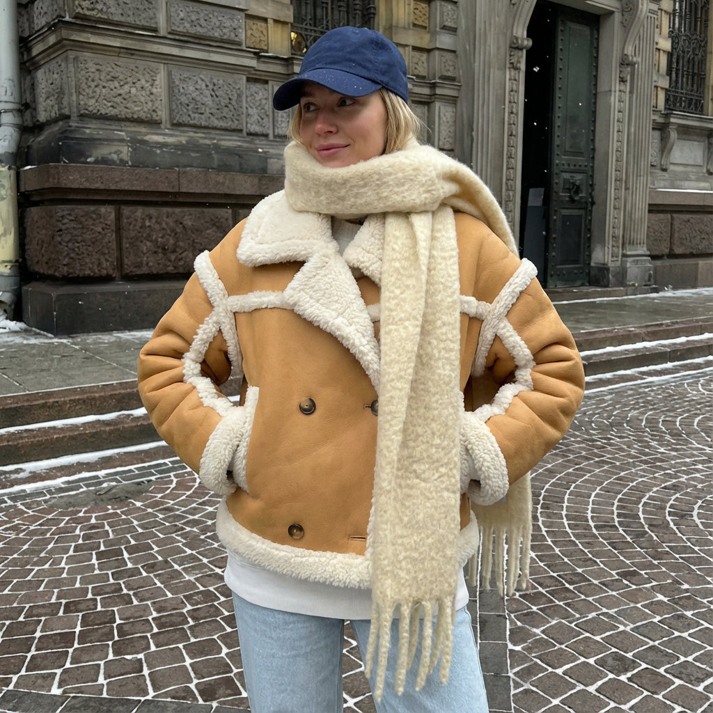 Veste en peau lainée pour femmes Vail | Texture pelucheuse teddy, chaleur confortable d'hiver