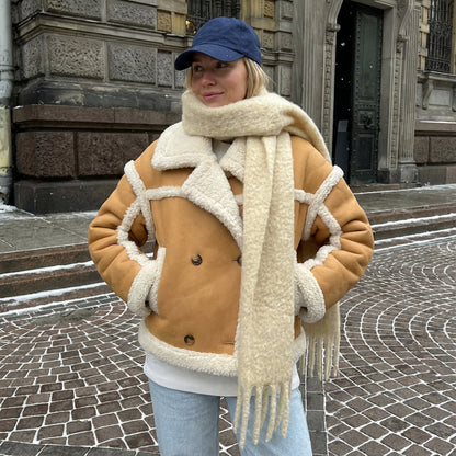 Veste en peau lainée pour femmes Vail | Texture pelucheuse teddy, chaleur confortable d'hiver