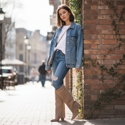 Bottes hautes pour femme Nena | Large ouverture en haut, talon bloc