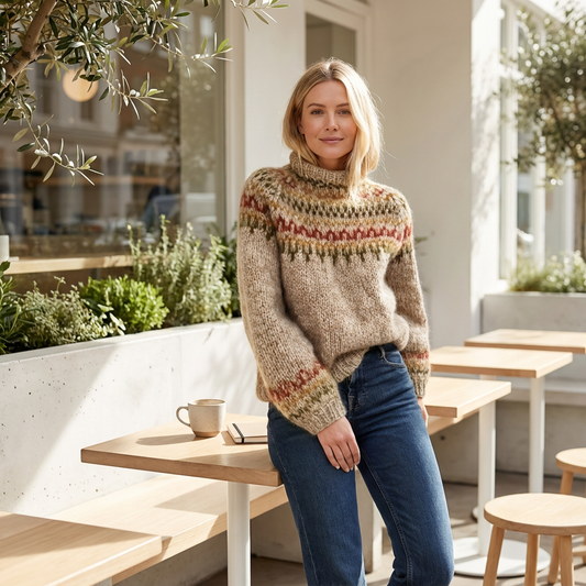 Pull Tricot Nordique Femme Aureline | Col Roulé, Motif Héritage