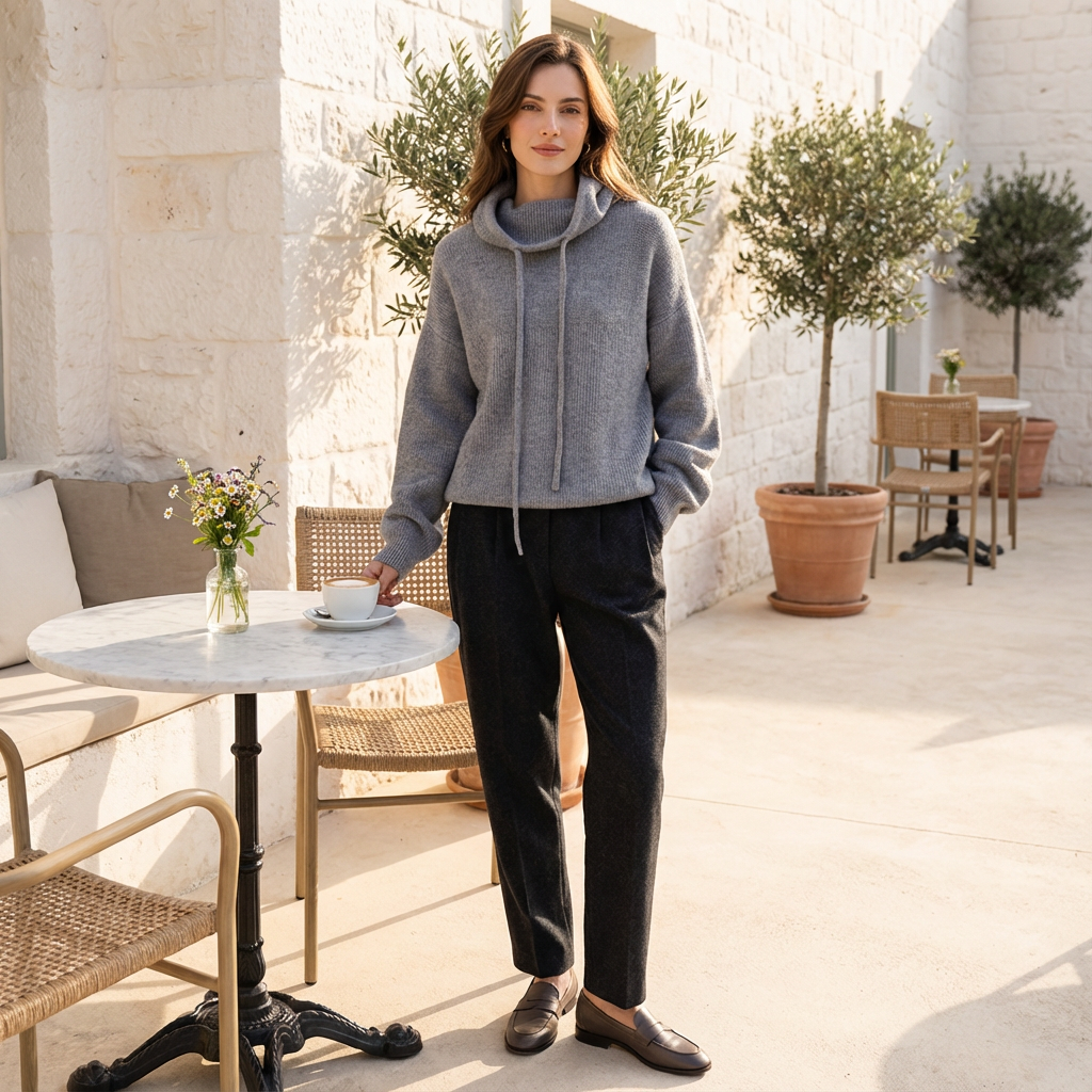 Pull à capuche confortable pour femmes Elara | Texture tricotée, capuche à cordon