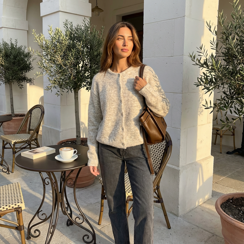 Cárdigan de Punto para Mujeres Arlina | Frente con Botones, Manga Larga