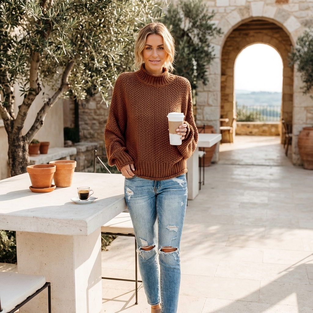 Pull Col Montant Femme Cressida | Tricot Texturé, Manches Longues